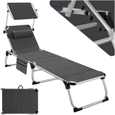 Sun Lounger Lorella - padded, foldable, with aluminium frame - mottled grey