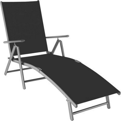 Sun Lounger Marisol - foldable, 7-step backrest, aluminium frame - dark grey