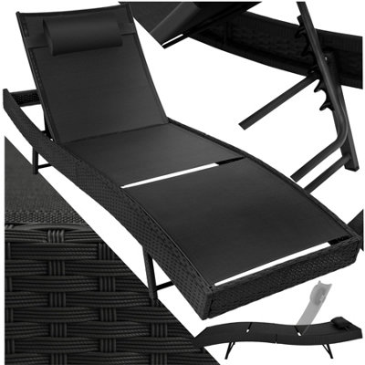 Sun Lounger Moana - durable and UV-resistant, 6 position backrest - black