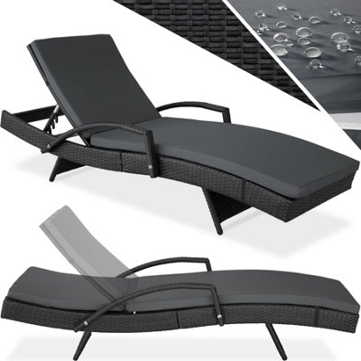 Sun Lounger Océane - polyrattan with aluminum frame, 5-step adjustable backrest - black