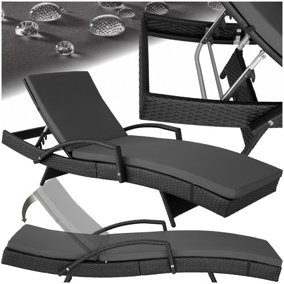 Sun Lounger Oceane - with aluminum frame, 5-step adjustable backrest, UV-resistant - black