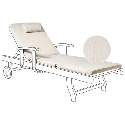 Sun Lounger Pad Cushion TOSCANA/JAVA/AMANTEA PREMIUM 189 x 58 cm Light ...