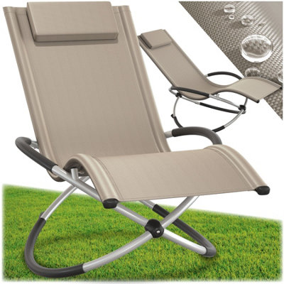 Sun Lounger Paulina - ergonomic, breathable, resistant, foldable, with cushion - beige