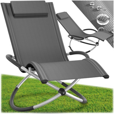 Sun Lounger Paulina - ergonomic, breathable, resistant, foldable, with cushion - grey