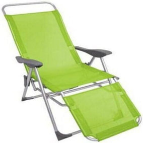 Sun Lounger Recliner Chair 2 In 1 Garden Foldable Steel Lime Outdoor Camping New