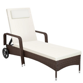 Sun Lounger - resilient poly-rattan, UV-resistant - black/brown