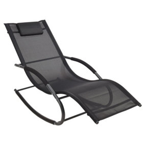 Sun Lounger Rocking Recliner Garden Chair Grey Relaxing Summer Outdoor