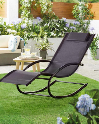 Sun Lounger Rocking Recliner Garden Chair Grey Relaxing Summer Outdoor DIY at B Q