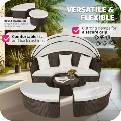 Sun Lounger Sansibar - rattan with aluminium frame - mixed brown