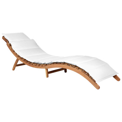 Sun Lounger with Cushion Wood Off-White LUINO