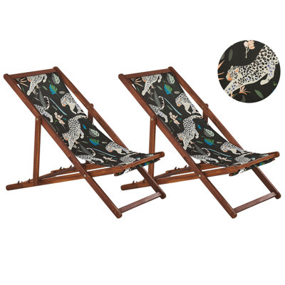 Sun Lounger Wood Dark Wood ANZIO