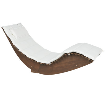 Sun Lounger Wood Off-White BRESCIA