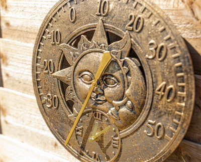 Sun Moon Outdoor Clock and Thermometer - 3