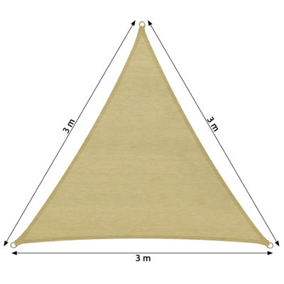 Sun shade sail triangular, beige - beige