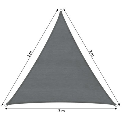 Sun shade sail triangular, grey - grey