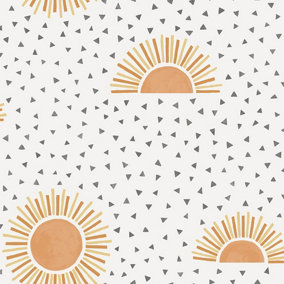 Sunbeam White/Orange Children's Wallpaper