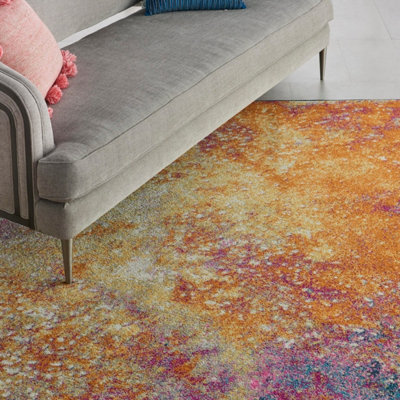 Sunburst Abstract Modern Luxurious Easy to Clean Rug for Living Room Bedroom and Dining Room-201cm X 290cm