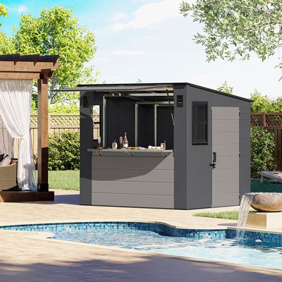 Suncast 8ft x 7ft Cabana Entertainment Bar Shed - 7