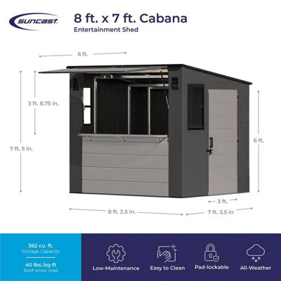 Suncast Cabana Entertainment Shed 8ft 3