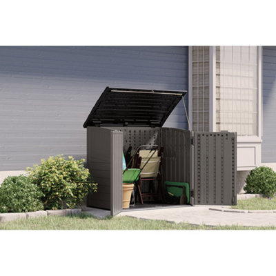 Suncast - Kensington Horizontal Storage Shed, Bin Store - 34cuft - Stoney Grey