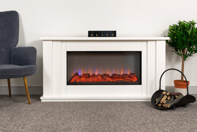 SUNCREST KENDAL FIREPLACE SUITE IN TEXTURED WHITE WITH ELECTRIC FIRE