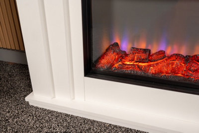 SUNCREST KENDAL FIREPLACE SUITE IN TEXTURED WHITE WITH ELECTRIC FIRE