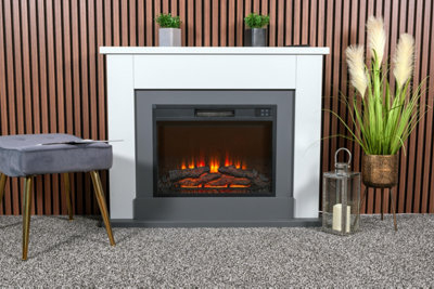 SUNCREST RYEDALE FIREPLACE SUITE IN TEXTURED GREY AND ANTHRACITE WITH ...