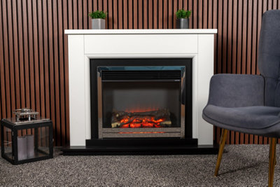 SUNCREST TILBURY FIREPLACE SUITE IN TEXTURED WHITE AND BLACK WITH ...