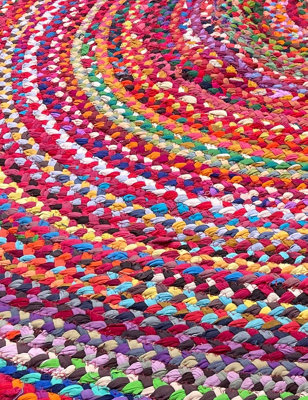 SUNDAR Round Multicolour Rug Ethical Source with Recycled Fabric 150 cm ...