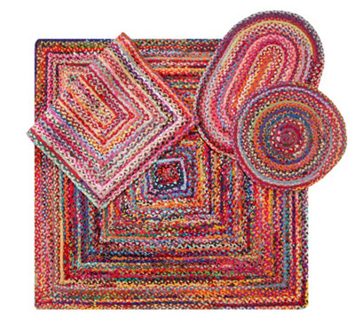 SUNDAR Round Multicolour Rug Ethical Source with Recycled Fabric 150 cm Diameter
