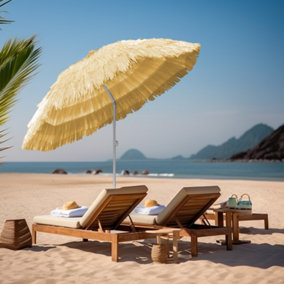 SunDaze 1.6M Beige Hawaiian Parasol Outdoor Beach Patio Umbrella UV Protection