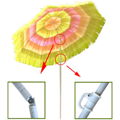 SunDaze 1.6M Multi-Colour Hawaiian Parasol Outdoor Beach Patio Umbrella UV Protection - 5