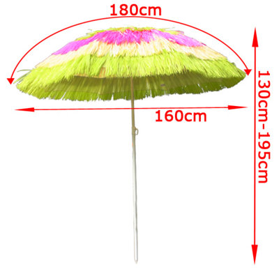SunDaze 1.6M Multi-Colour Hawaiian Parasol Outdoor Beach Patio Umbrella UV Protection - 6