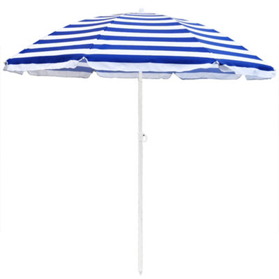 SunDaze 1.8M Blue-White Beach Parasol Outdoor Garden Patio Umbrella Sunshade UV Protection - 3