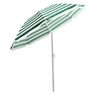 SunDaze 1.8M Green-White Beach Parasol Outdoor Garden Patio Umbrella Sunshade UV Protection
