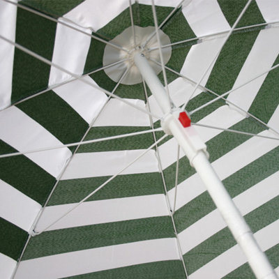 SunDaze 1.8M Green-White Beach Parasol Outdoor Garden Patio Umbrella Sunshade UV Protection - 4