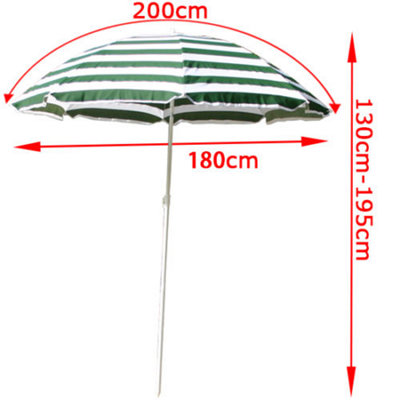 SunDaze 1.8M Green-White Beach Parasol Outdoor Garden Patio Umbrella Sunshade UV Protection - 6