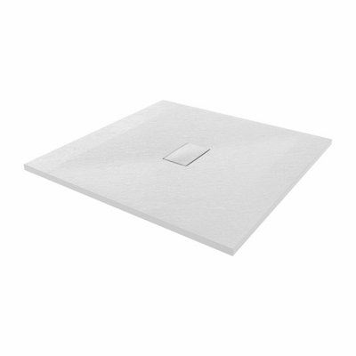 SunDaze 1000 x 1000mm SMC White Square Slate Effect Bathroom Shower Tray