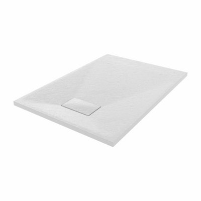SunDaze 1000 x 700mm SMC White Rectangle Slate Effect Bathroom Shower Tray - 3