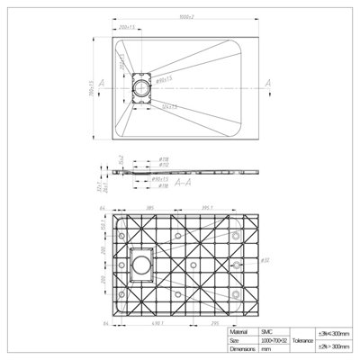 SunDaze 1000 x 700mm SMC White Rectangle Slate Effect Bathroom Shower Tray - 7