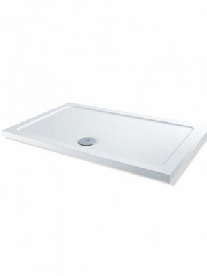 SunDaze 1000x700mm ABS Stone Shower Tray Low Profile Rectangle White