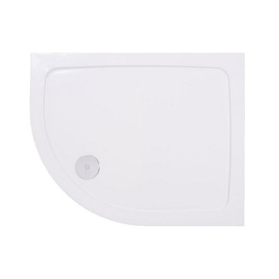 SunDaze 1000x800mm Left Hand Offset Quadrant Stone Shower Tray White