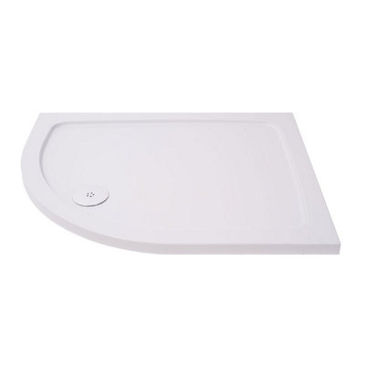 SunDaze 1000x800mm Left Hand Offset Quadrant Stone Shower Tray White