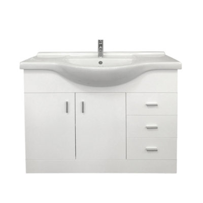 SunDaze 1050mm Gloss White Vanity Basin Unit Bathroom Sink Storage Furniture Price Comparisons | Compare The Build