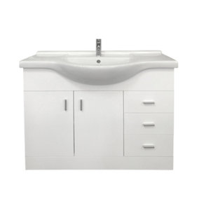 SunDaze 1050mm Gloss White Vanity Basin Unit Bathroom Sink Storage Furniture