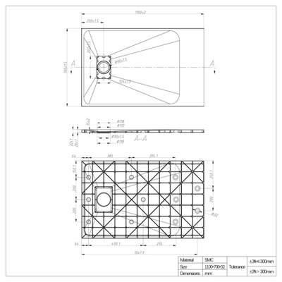 SunDaze 1100 x 700mm SMC White Rectangle Slate Effect Bathroom Shower Tray - 7