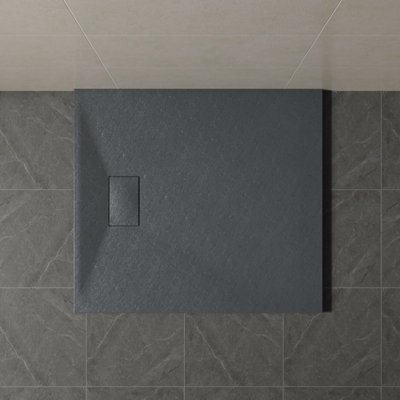 SunDaze 1100 x 900mm SMC Anthracite Rectangle Slate Effect Bathroom Shower Tray