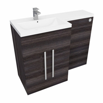 SunDaze 1100mm Charcoal Bathroom Combined Furniture L-Shape Vanity Unit ...