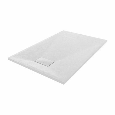 SunDaze 1200 x 800mm SMC White Rectangle Slate Effect Bathroom Shower Tray - 3