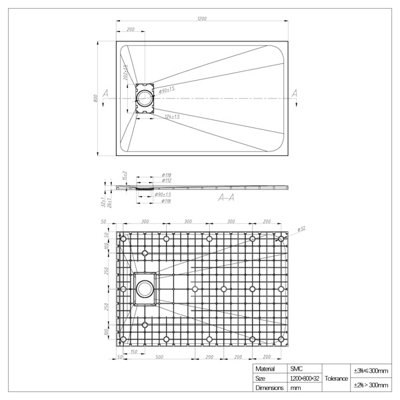 SunDaze 1200 x 800mm SMC White Rectangle Slate Effect Bathroom Shower Tray - 7